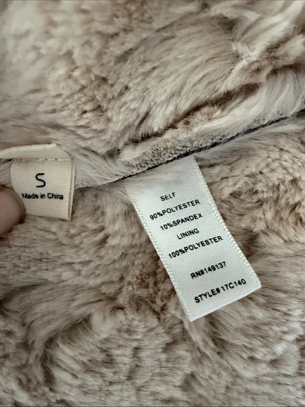 Anthropologie Brigitte Bailey faux suede fur shearling vest brown beige small NWOT - Image 4
