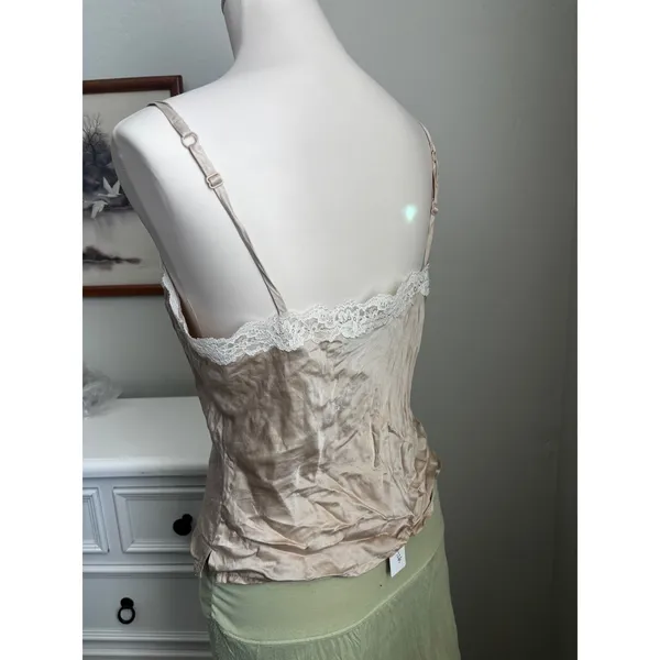 Mossimo Womens Champagne 100% Silk Lace Trim Camisole Tank Top Medium - Image 3