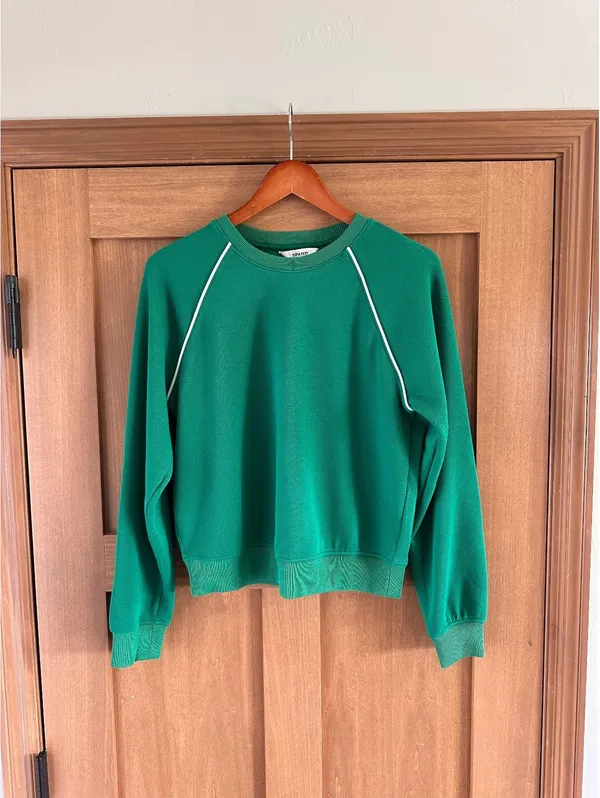 SPANX Airpiqué Long Sleeve Crewneck Top Field Green Women’s Small 21351R - Image 2