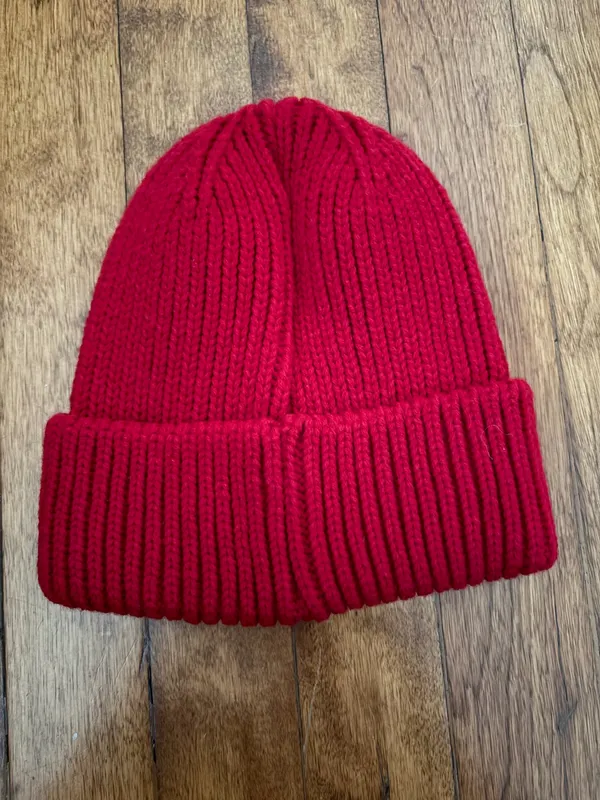 Red Knit Beanie with Logo Patch - Image 4