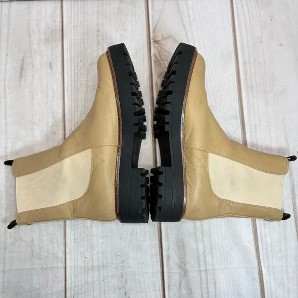 Sam Edelman Combat Boots Laguna Chelsea Waterproof Tan Leather Chunky Heel - Image 8