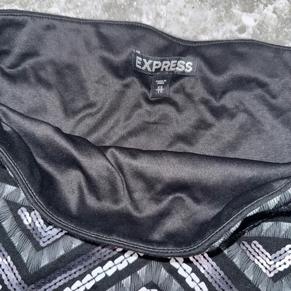 Express Black and Silver Geometric Patterned Skirt - Image 2