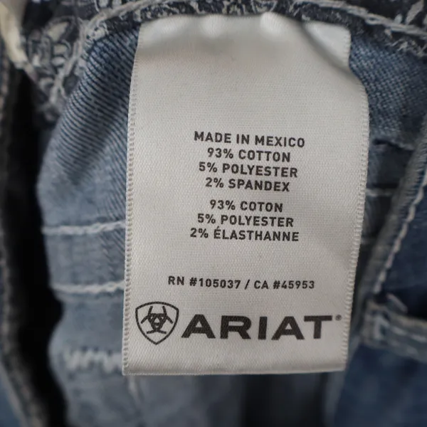 Ariat Real Denim Womens 28R Medium Wash Straight Leg Embroidered Jeans - Image 3