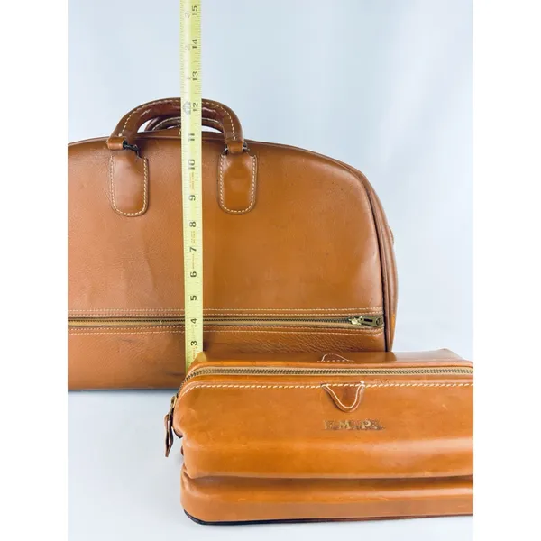 Vintage Top Grain Cowhide Leather Travel Bag Bag + Dopp Kit Leather Toiletry - Image 16