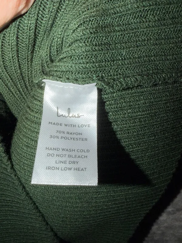 Lulus Dark Green Ribbed Knit Long Sleeve Open Back Bodycon Mini Sweater Dress - Image 8