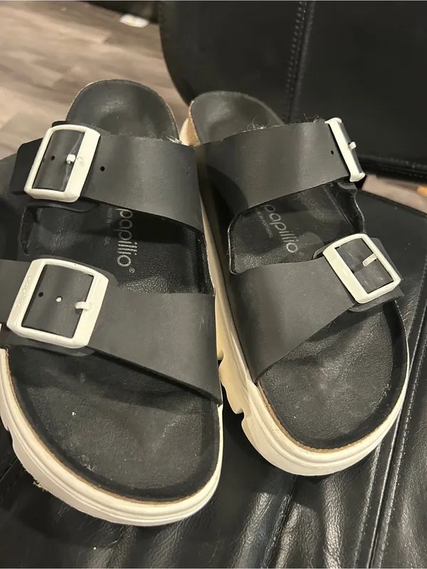 Papillio black sandals with cream platform sole Size 10 - Image 2