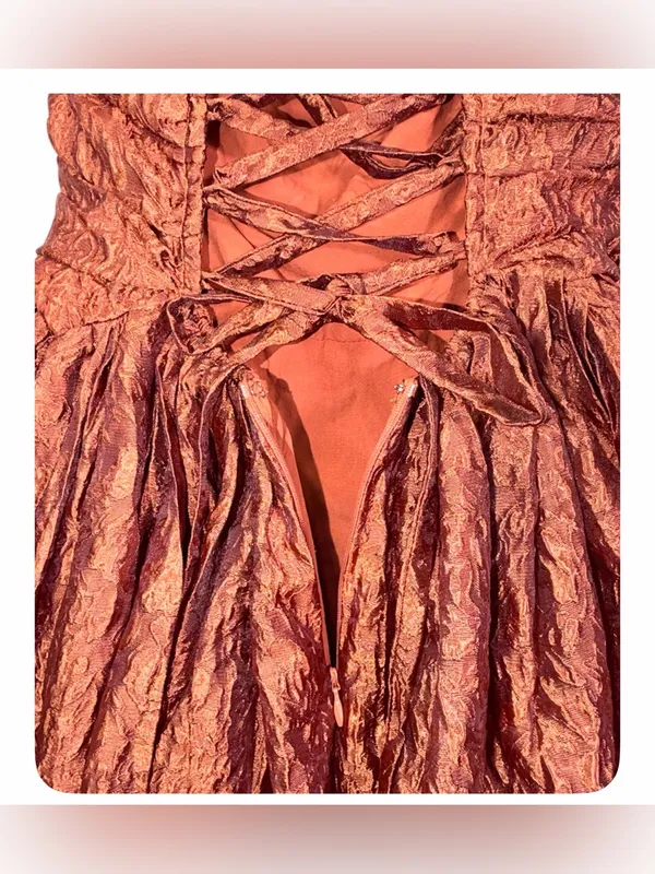 Lulus Women’s Sleeveless Analeia Rust Jacquard Lace-Up Midi Dress Size Medium - Image 14