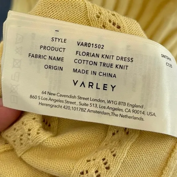 Varley 100% Cotton Yellow Florian Knit Maxi Dress Size Small - Image 6