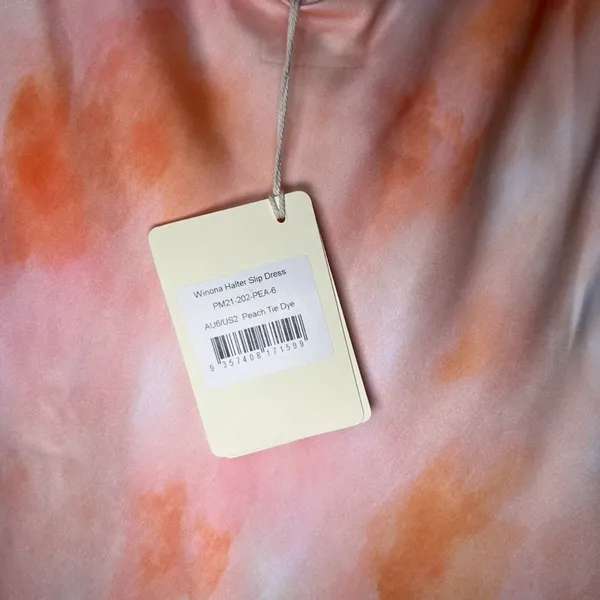 Peppermayo Winona Halter Slip Dress in Peach Tie Dye Mini Dress US 2 NWT - Image 5