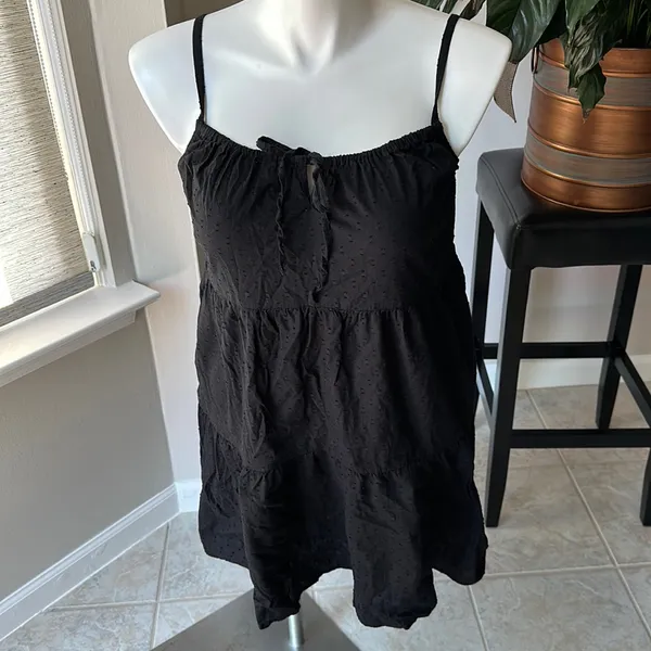 Old‎ Navy Black Swiss Dot Cami tiered Sun Dress size small - Image 3