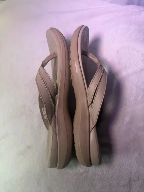 CROCS Women's Beige/Tan Strappy Flip Flop Sandals - Image 8