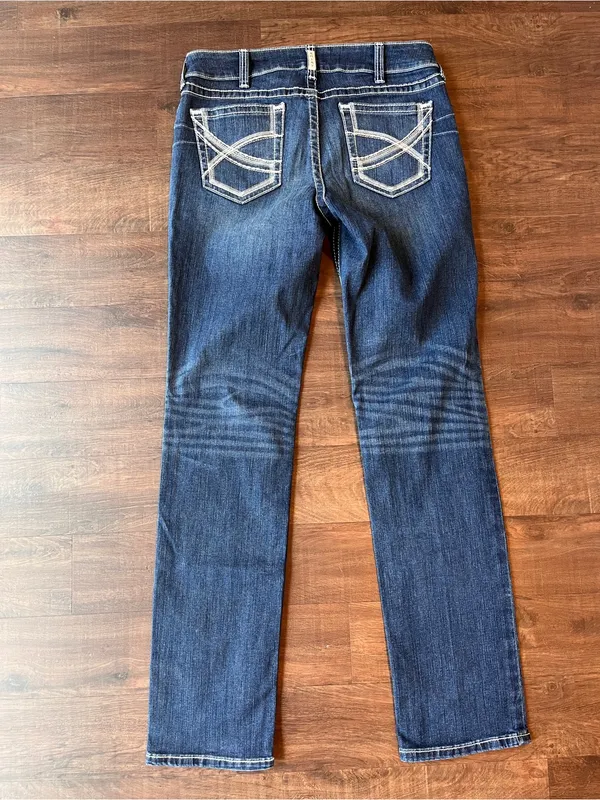 Ariat REAL Straight Leg Jeans Womens 32 XL Blue Dresden Real Mid Rise Straight - Image 5