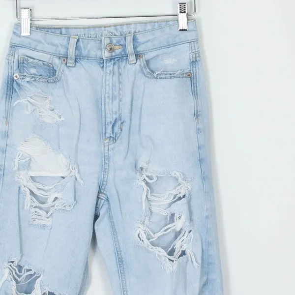 American Eagle Distressed Highest Rise Mom‎ Jeans Women's Size 00 Regular - Image 2