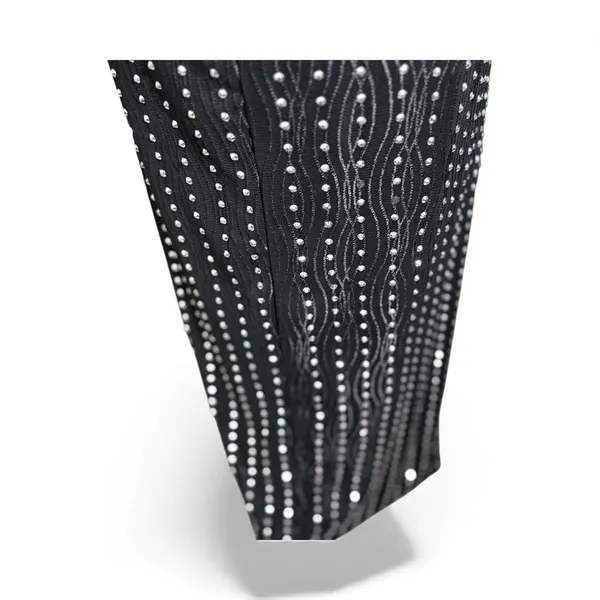 Black Rhinestone Embellished V-Neck Bodycon Sheath Dress Vintage style 50's Med‎ - Image 5