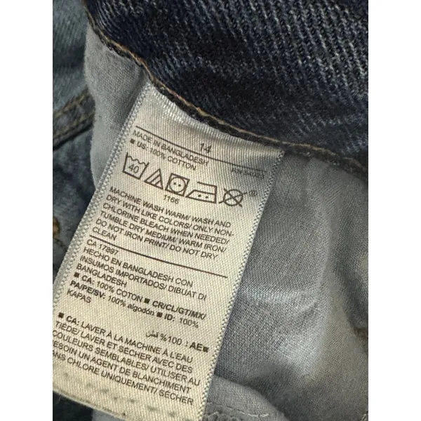 Old Navy Womens High‎ Rise Slouchy Straight Jeans 14 Blue Distressed Button Fly - Image 7