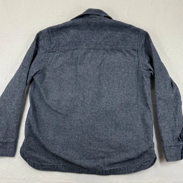 ZARA Men's L Blue‎ Herringbone CPO Button Front Shirt Jacket Shacket - Image 6