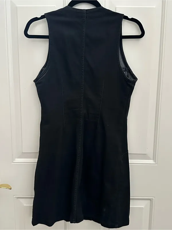 Free people wondering star Sleeveless Black Button-Front Denim Dress size 2 - Image 6