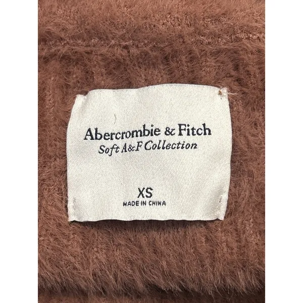 Abercrombie & Fitch Brown Long Sleeve Faux Fur Crew Neck Sweater Top Size XS - Image 3