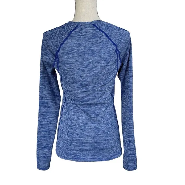 Under Armour Small Fitted Cozy Crew Top Cold Gear Thumbholes Stretch Blue Womens - Image 5