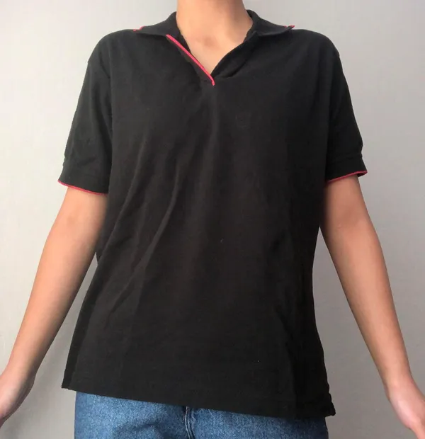 vintage black polo collar shirt - Image 2