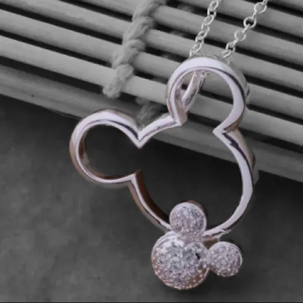 Mickey Mouse Pendant Necklace Silver - Image 3