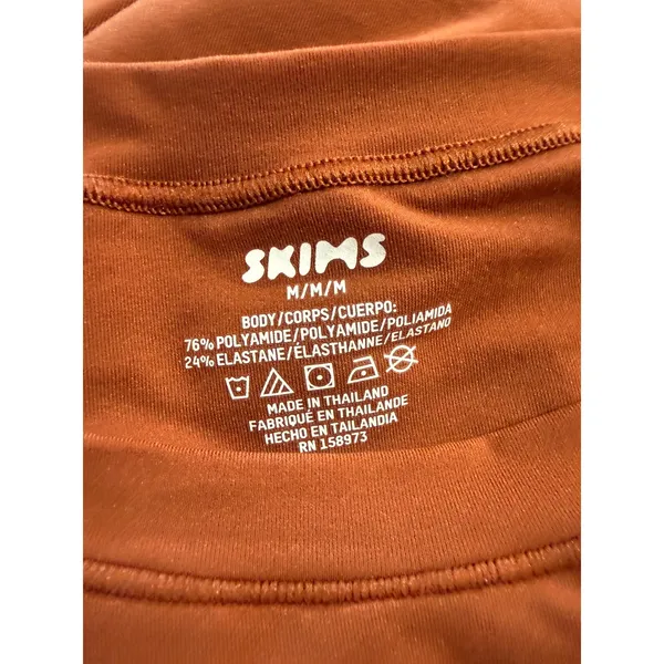 Skims Fits Everybody Long Sleeve Maxi Dress Rust Copper Orange‎ Medium Bodycon - Image 3