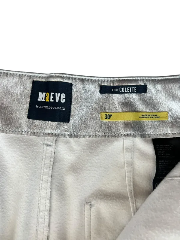 Anthropologie Maeve Women’s The Colette Silver Metallic Wide Leg Pants Size 30 P - Image 5