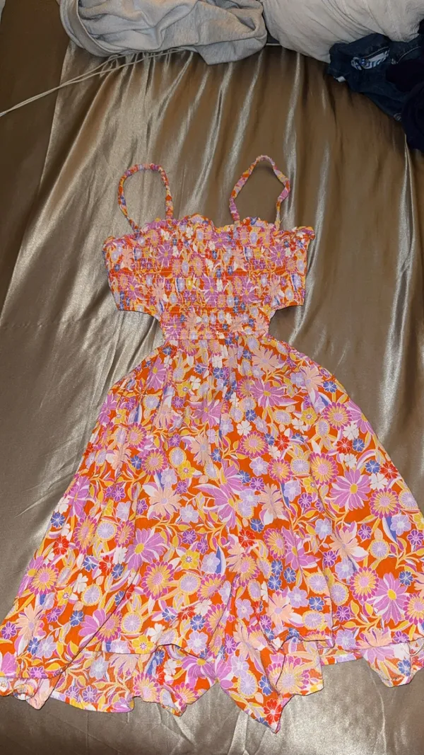 Sky to Moon Colorful Floral Romper w/ Cut-out - Image 2