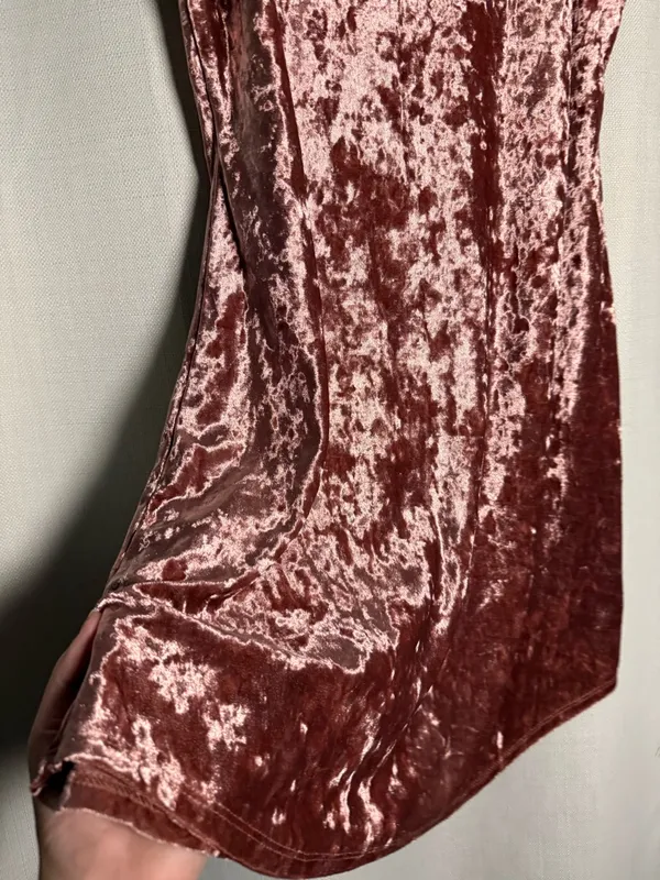 Forever 21 Crushed Velvet Pink Mini Dress Size Large - Image 7