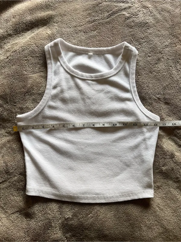 Back To Basics Everyday White Ribbed Tank Top Women’s Sz M GUC - Image 4