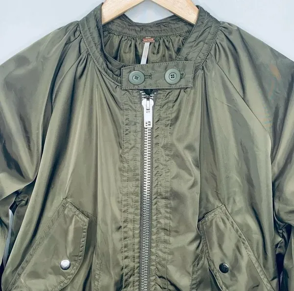 Free People Olive Midnight Bomber Jacket Size S - Image 14