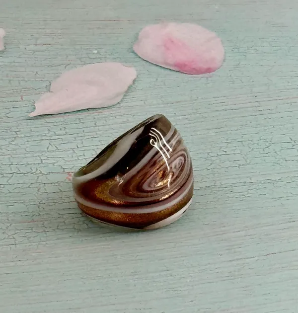 Murano Glass Ring, Size 7 (121) Brown - Image 3