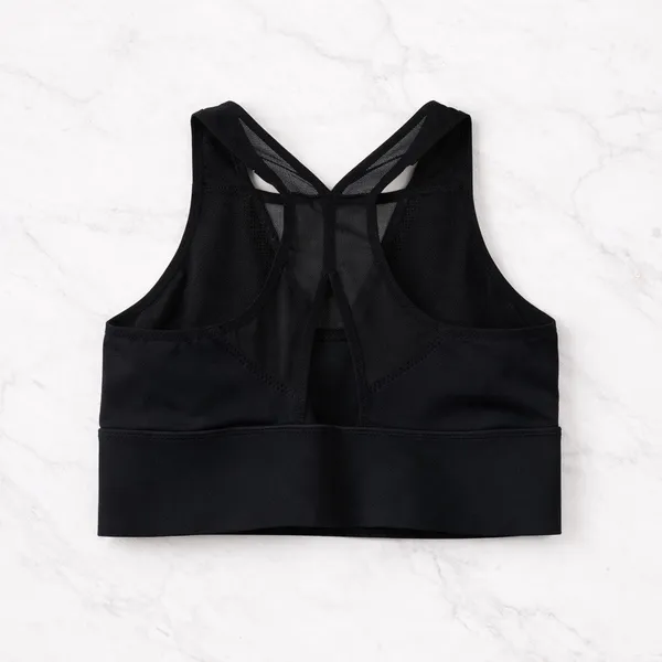 Athleta Black Mesh V Neck Longline Racerback Sports Bra Sz L - Image 8