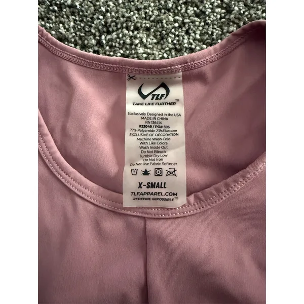 TLF Take Life Further Tank Top Womens XS Pink Mauve Cropped Twist Front - Image 2
