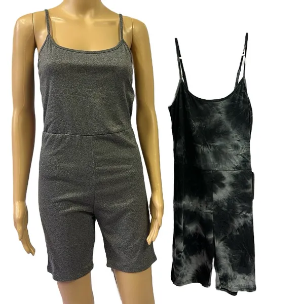 Set of two J for Justify Heather Gray and Tie Dye Shorts Rompers Large - Image 2