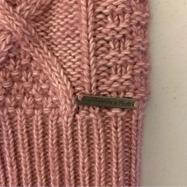 Abercrombie And Fitch Pink Cable Knit‎ Turtleneck Sweater Cozy Preppy Small - Image 3