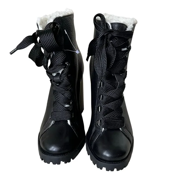 Schutz Zhara Winter Bootie Womens 8.5 B Black Lace Up Chunky Combat Boots Grunge - Image 3