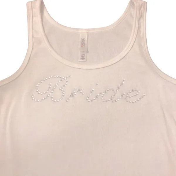 Bride Embellished Silver Rhinestone Tank Top Size M - Image 4