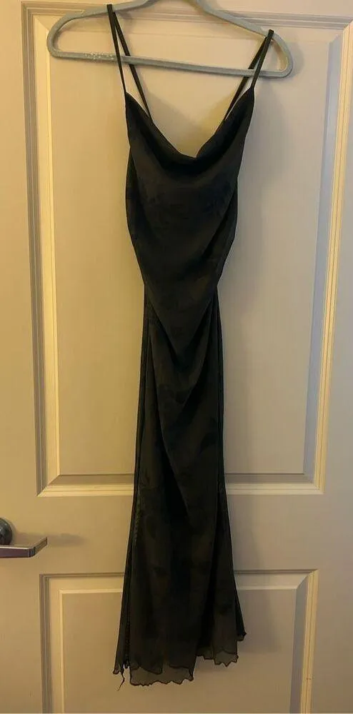NEW Green Formal Semi Formal Backless Sheer Maxi Dress S - Image 5