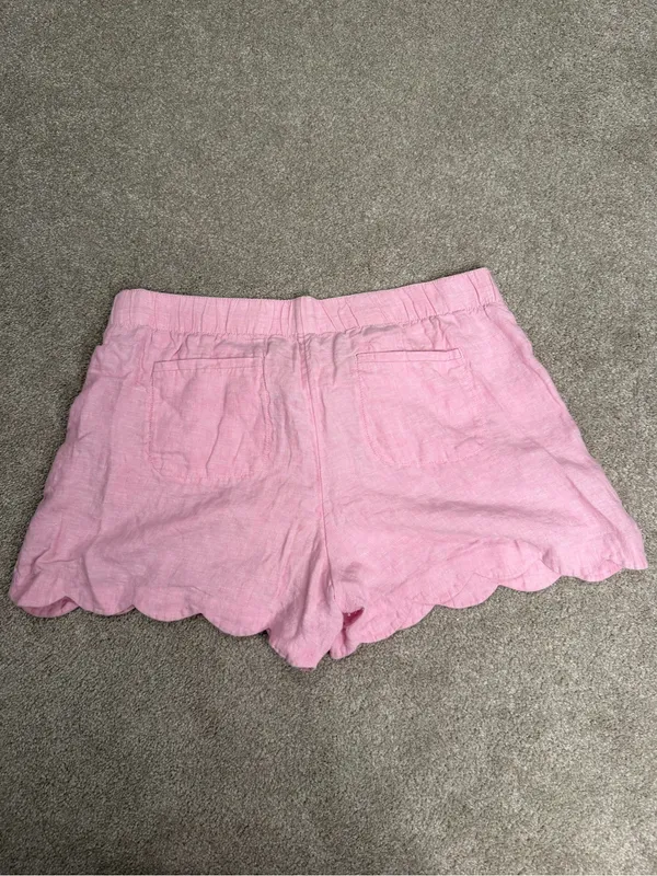 Lilly Pulitzer Pink Scallop Hem Pull-On Shorts Womens Size XL Preppy Slub Pink - Image 3
