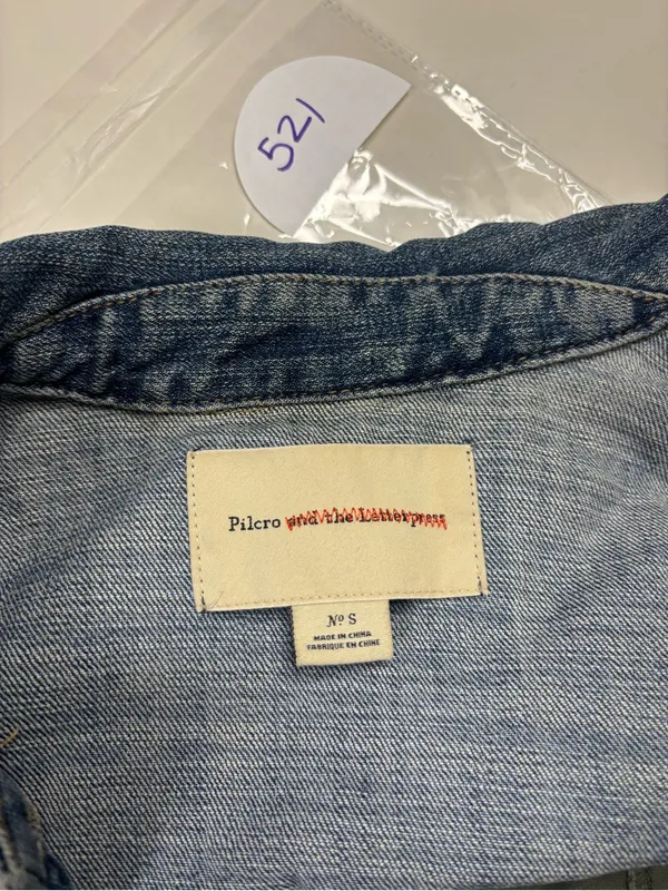 Pilcro Anthropologie Denim Military Jean Jacket Size Small Boho Layering Casual - Image 7
