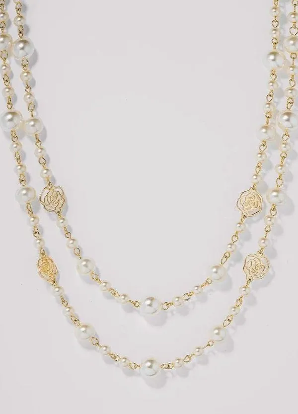 Elegant Gold and Pearl Long Necklace - Image 9