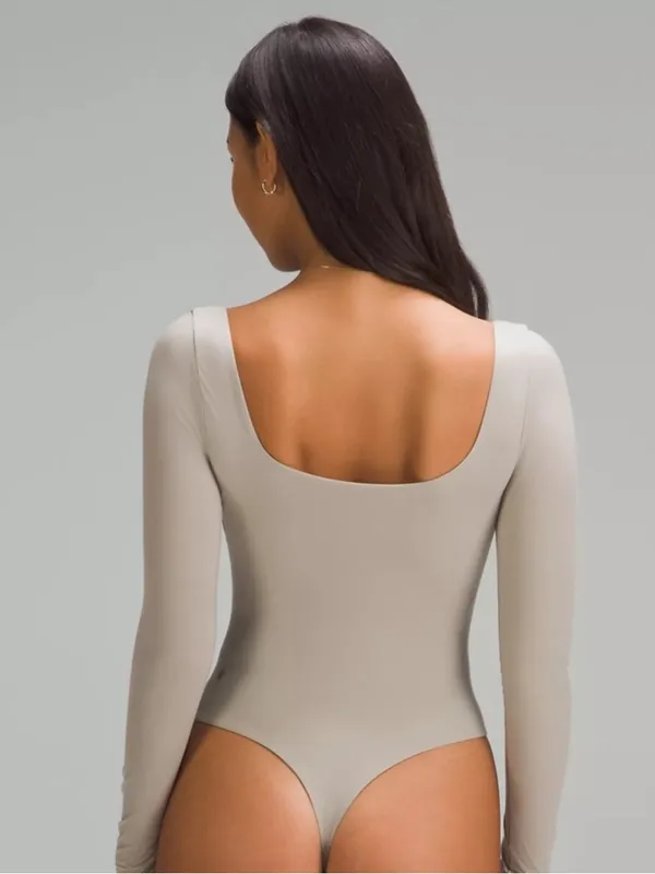 Lululemon Wundermost Ultra-Soft Nulu Square-Neck Long-Sleeve Bodysuit Riverstone - Image 2