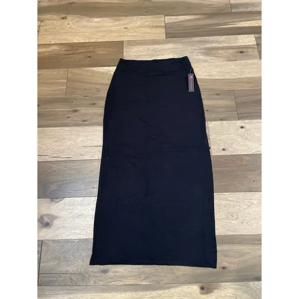 No Boundaries Maxi Skirt Size M Black Ribbed Knit High Waist Side Slit NWT - Image 2