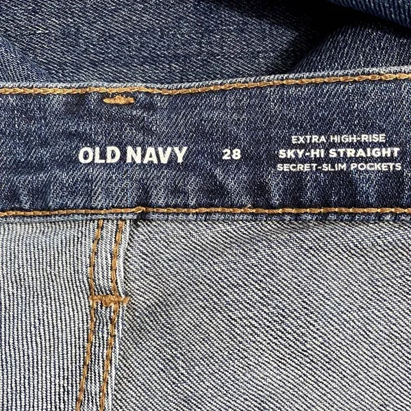 Old Navy Extra High Rise Sky Hi Straight Jeans Button‎ Fly Denim Plus Size 28 - Image 6