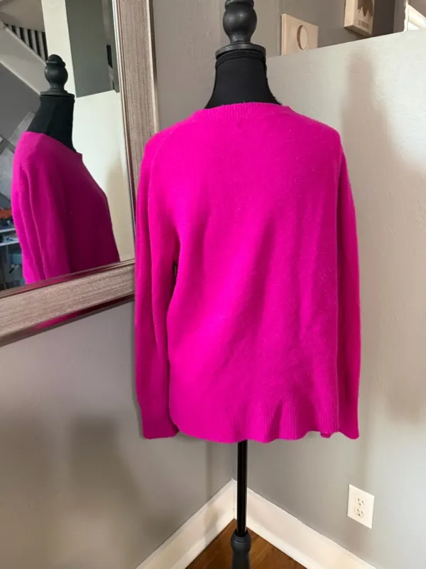 J. Crew Extra Soft Wool Blend Barbiecore Pink Sweater Medium - Image 4