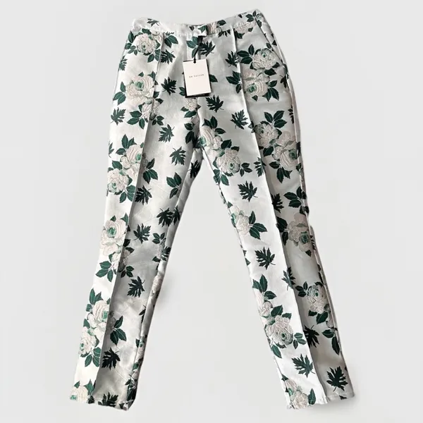 Anthropologie En Saison Floral Jacquard straight Trousers Sz S Women’s Pants NWT - Image 2