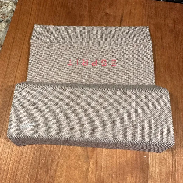ESPRIT Eyeglass Case Glasses Khaki Beige Hard Canvas Magnetic Close Sunglasses - Image 4