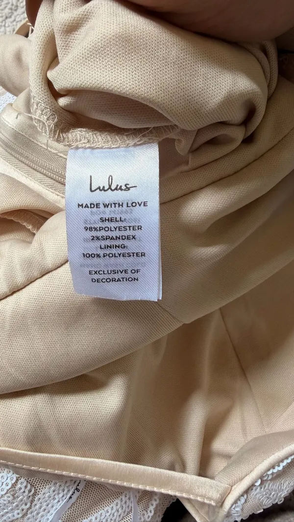 Lulus White Sequin Romper Nude Lining Size L NWT Bridal Party Bachelorette - Image 7