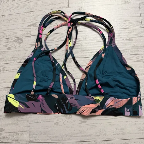 PINK‎ Victoria Secret Bonded Bralette Size Medium Abstract Blue Purple Strappy - Image 4